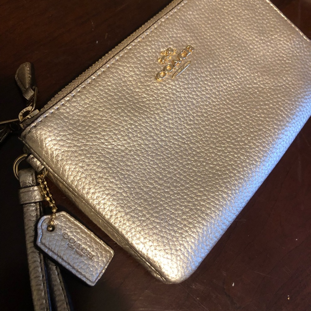 Coach Metallic Gold Leather Wristlet